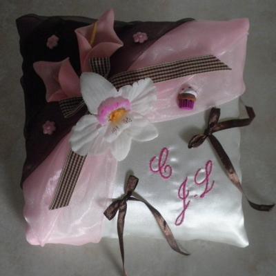 Coussin mariage rose 36